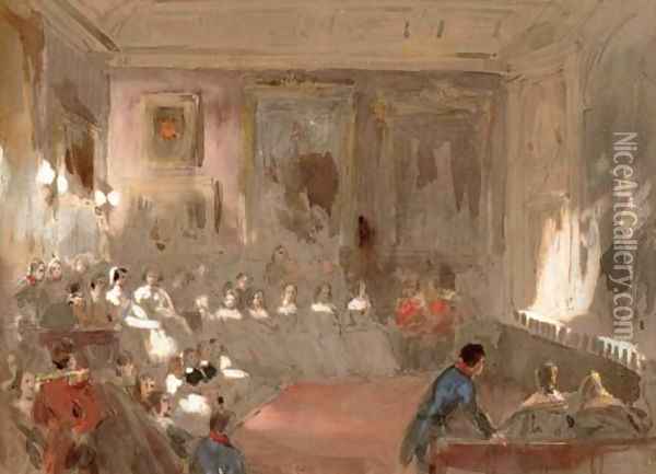 A theatrical performance in the Rubens Room, Windsor Castle Oil Painting - Louis Haghe