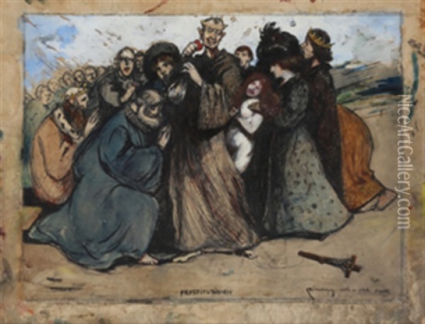 Prostitutionen Oil Painting - Karl Johannes Andreas Adam Dornberger