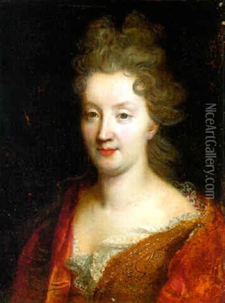 Portrait Of Catherine Coustard, Marquise De Castelnau, Wife Of Charles-leonor Aubry Oil Painting - Nicolas de Largilliere