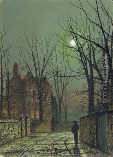 Au Clair De Lune Oil Painting - John Atkinson Grimshaw