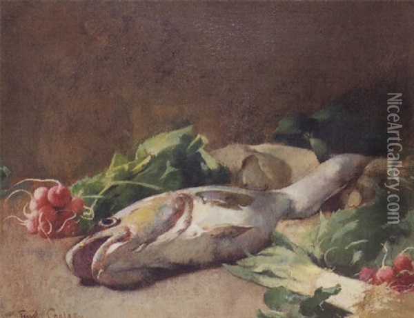Still Life With Fish And Radishes Oil Painting - Emil Carlsen
