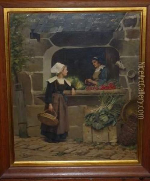 La Marchande De Legumes Oil Painting - Edouard Louis Boudier