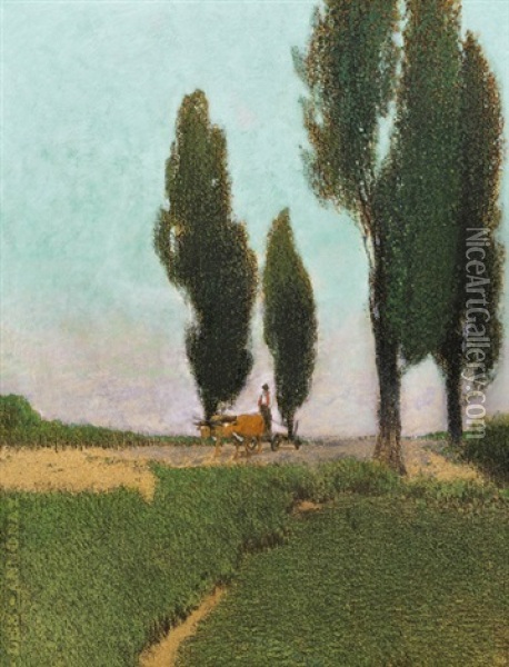 Landschaft Mit Pappeln Oil Painting - Ferdinand Brunner