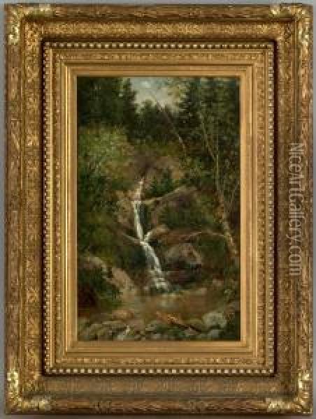 Cascade In The Mountains Oil Painting - William Henry Hilliard
