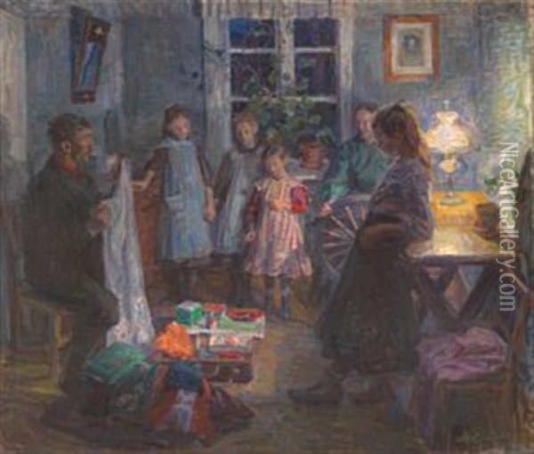 Kramkaren Oil Painting - August Eiebakke