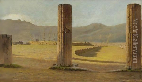 A View From Pompeii Oil Painting - Giuseppe de Nittis