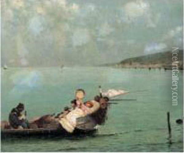 Serenade Dans La Baie De Naples Oil Painting - Pasquale Ruggiero
