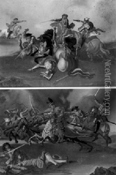 Choc De Cavalerie Oil Painting - Georg Philipp Rugendas the Elder