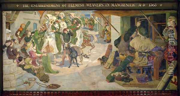 The Establishment of Flemish Weavers in Manchester Oil Painting - Ford Madox Brown