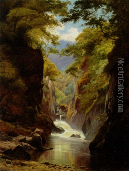 Vandlob I En Frodig Slugt Oil Painting - Edward Henry Holder