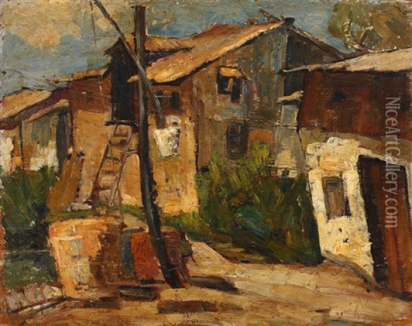 Village Edge Oil Painting - Ioan Th. Ispas