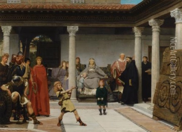 Education Of The Children Of Clovis (school Of Vengeance, Training Of Clotilde's Sons) Oil Painting - Sir Lawrence Alma-Tadema