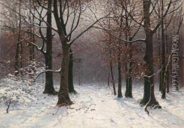 Winterwald Oil Painting - Konrad Mueller-Kuerzwelly