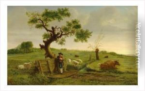 Berger Et Son Troupeau Oil Painting - Jan van Hemessen
