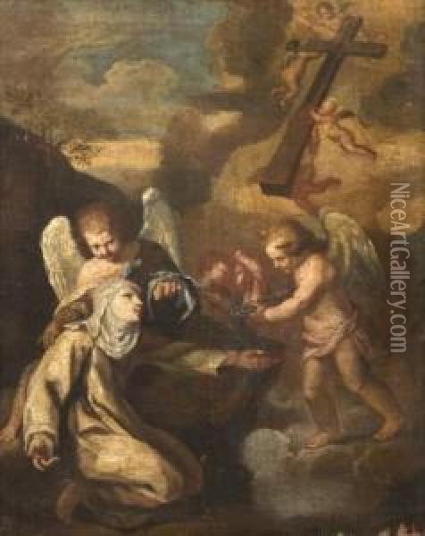 La Vision De Sainte Therese D'avila Oil Painting - Guglielmo Cortese Il Borgognone