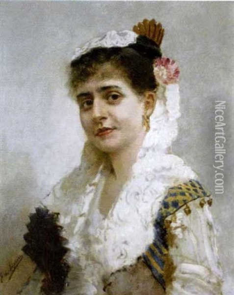 Portrait De Femme En Buste Oil Painting - Ernst Friederich von Liphart