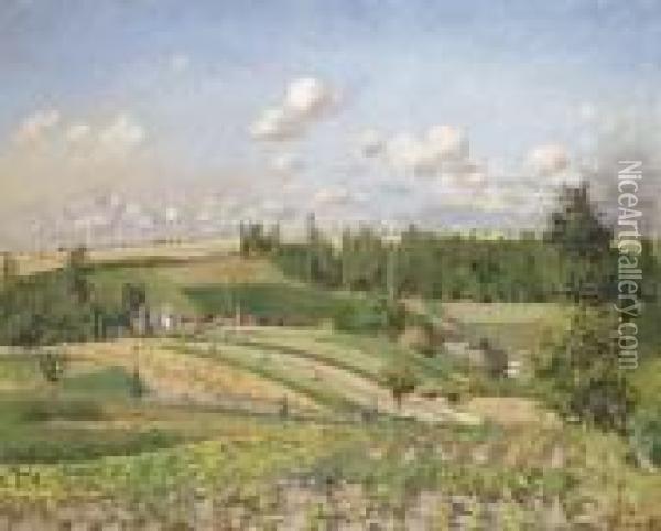 Paysage, La Moisson, Pontoise Oil Painting - Camille Pissarro
