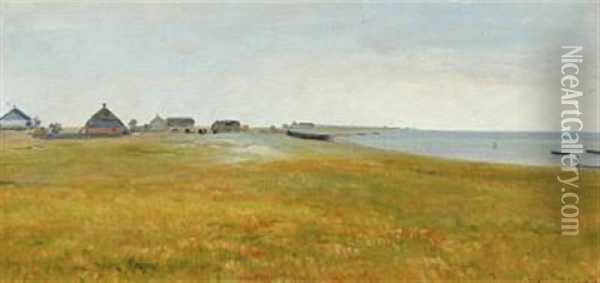 Coastal Scenery With Houses Oil Painting - Albert Evard Wang