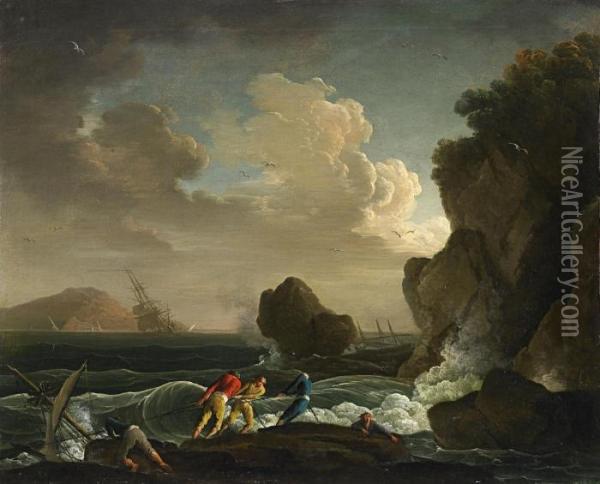 Sturmische See Oil Painting - Charles Francois Lacroix de Marseille