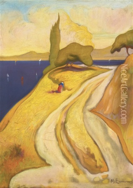 From Oropon (the Road) Oil Painting - Mihalis Economou