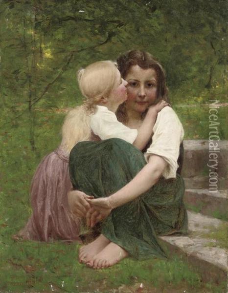 Sisterly Love Oil Painting - Francois Alfred Delobbe