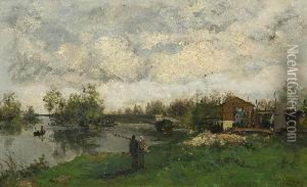 Flusslandschaft. Oil Painting - Jacob Henricus Maris