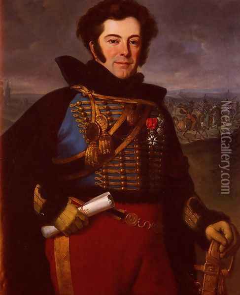 Portrait Of Lieutenant Colonel, Comte De Thalouet Oil Painting - Horace Vernet