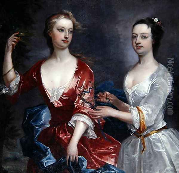 Martha and Teresa Blount Oil Painting - Charles Jervas
