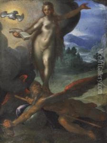 Truth Conquering Time Oil Painting - Bartholomaeus Spranger