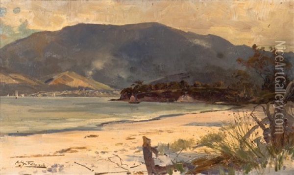 View Of Hobart From Bellerive Oil Painting - Albert Henry Fullwood
