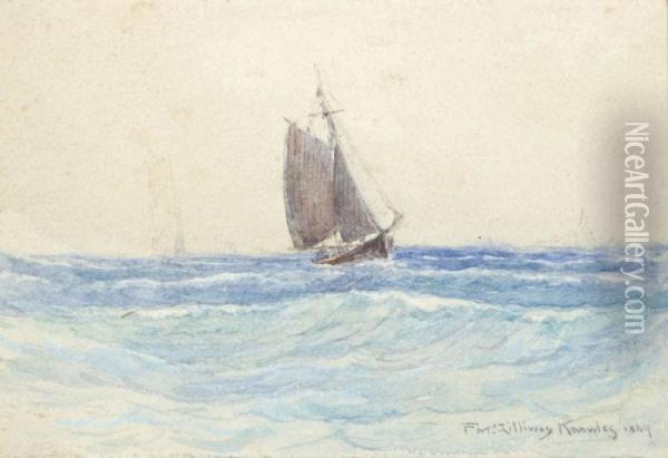 Boat Off The Coast Of Maine. Oil Painting - Farquhar Mcgillivr. Knowles
