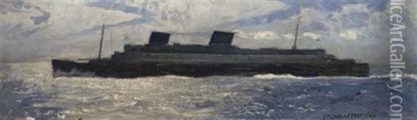 The North German Lloyd Ship "s.s. Europa" At Sea Oil Painting - Mcclelland Barclay