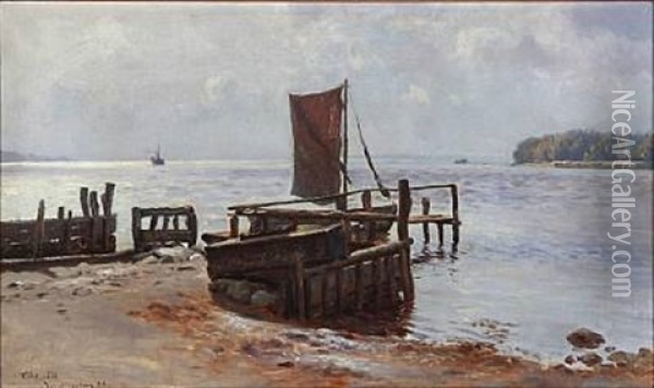 Coastal Scene From Vordingborg, Denmark Oil Painting - Christian Ferdinand Andreas Molsted