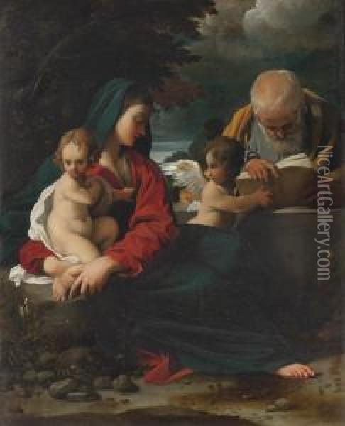 The Rest On The Flight Into Egypt Oil Painting - Bartolomeo Schedoni