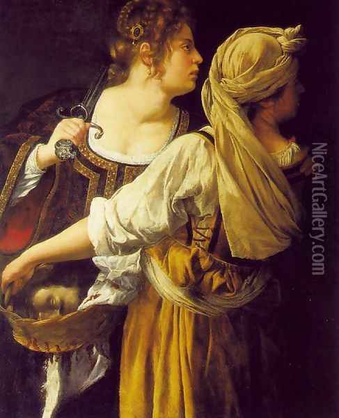 Judith and her Maidservant 1612-13 Oil Painting - Artemisia Gentileschi