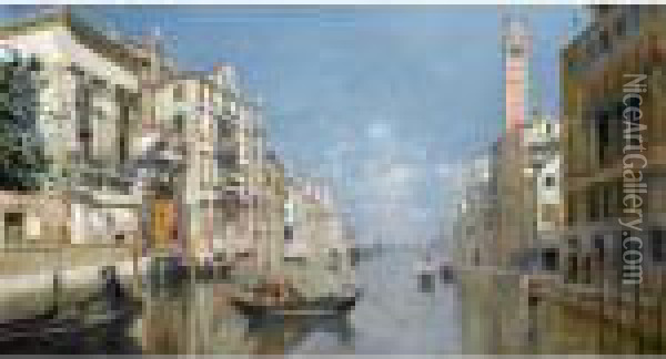 Vue Le Long D'un Canal A Venise Oil Painting - Francois Brunery