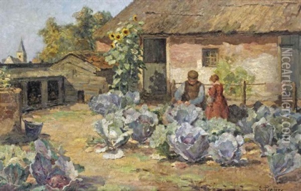In The Vegetable Garden, Blaricum Oil Painting - Evert Pieters