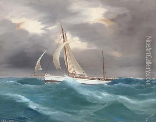 The R.d.y.c.'s Yawl 
Ventura 
 In A Heavy Swell Oil Painting - Atributed To A. De Simone