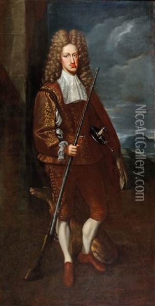 Portraits Of King Charles Ii Of Spain And His Second Wife Oil Painting - John Closterman