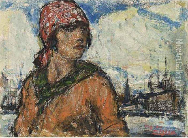 Portrait Of A Woman Oil Painting - Eugeen Van Mieghem