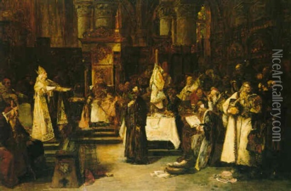 The Trial Of Jan Hus Oil Painting - Vaclav Brozik