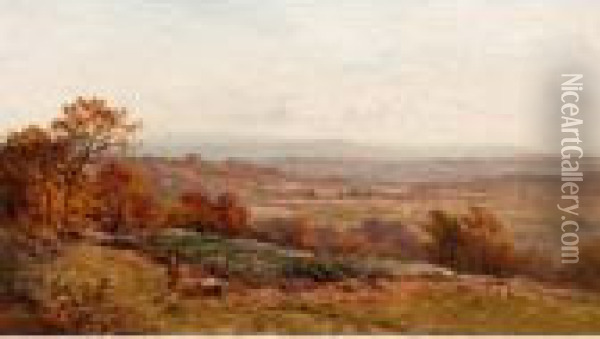 Autumn On The Surrey Hills Oil Painting - Alfred Walter Williams