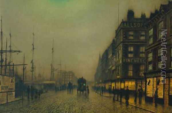 Liverpool Quay by Moonlight Oil Painting - John Atkinson Grimshaw