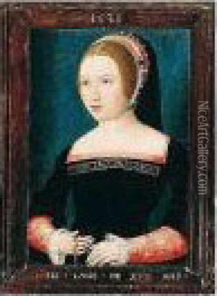Portrait Of A Young Woman Holding A Chain Oil Painting - Master Of The Legend Of The Magdalene