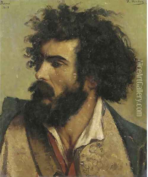 Head of a bearded Italian Oil Painting - Emile Charles Wauters