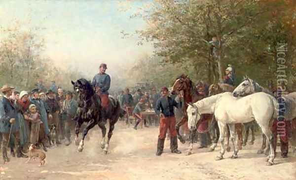 French troops billeting Oil Painting - Heywood Hardy
