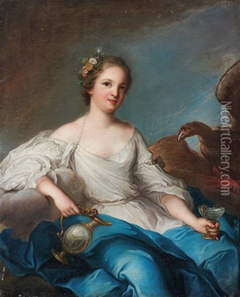 Portrait Of Charlotte Louise De Rohan As Hebe Oil Painting - Jean Marc Nattier