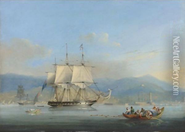 A British Corvette Off Algiers Oil Painting - Nicholas Matthews (1816-51) Condy