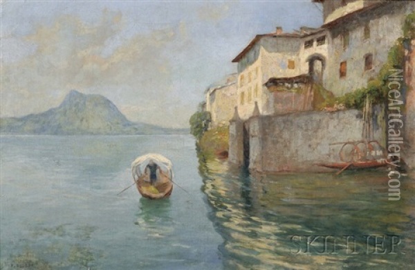 Italian Coastal View With Oasman Oil Painting - Gioacchino Galbusera