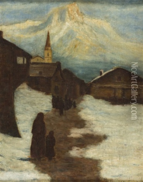 Paesaggio Di Montagna Oil Painting - Vittore Antonio Cargnel